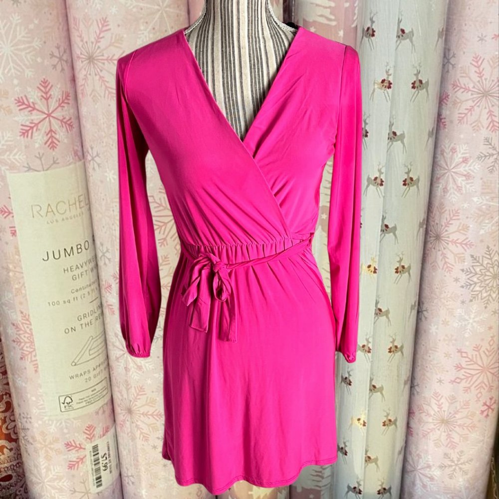 Business casual NWOT longsleeve pink dress with waist tie 2000s Y2K Elle Woods